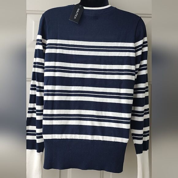 Nautica stripe blue white Sweater size S - Picture 2 of 5
